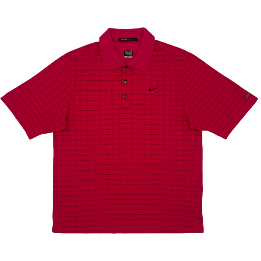 Nike Tiger Woods Red/Black Striped Polo-Shirt (M)
