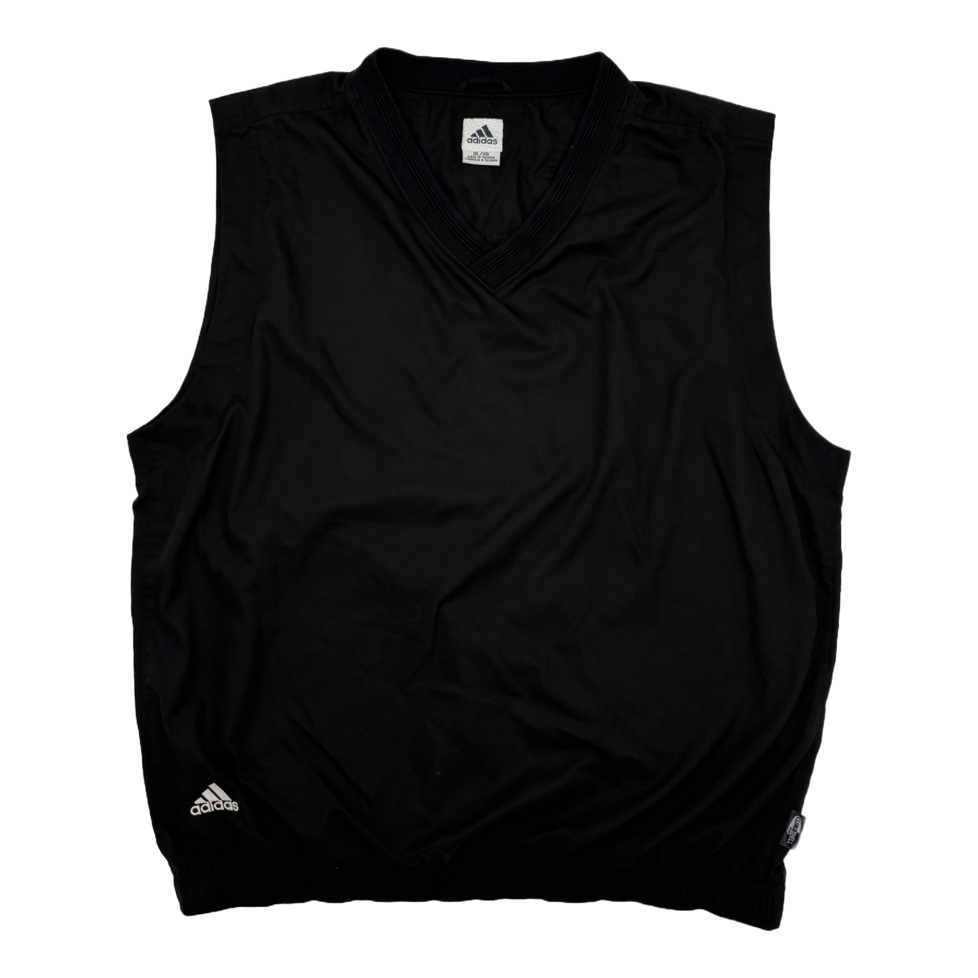 Black Golf Vest with Adidas logo on a white background