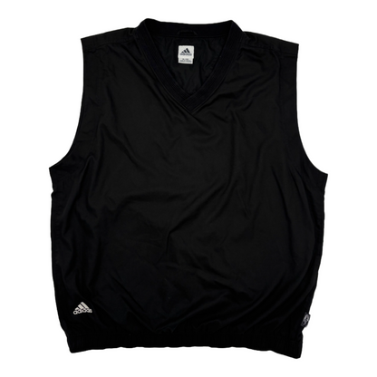 Black Golf Vest with Adidas logo on a white background