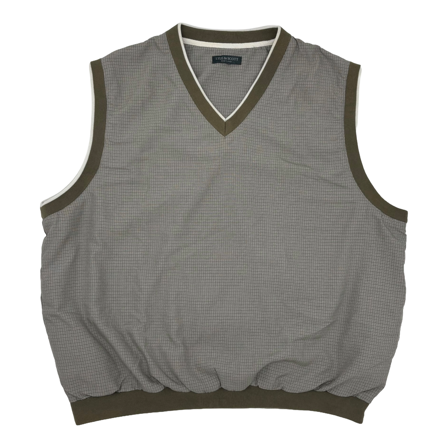 Lyle & Scott Khaki Chequered Golf Vest (XL)