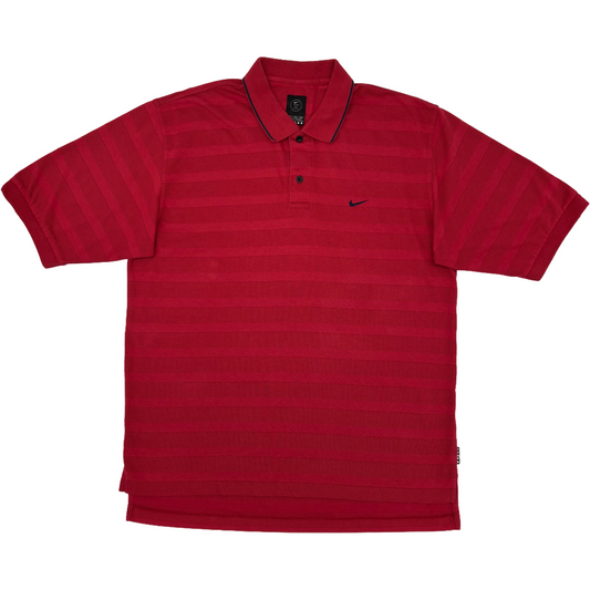 Nike Red Striped Polo-Shirt (XL)