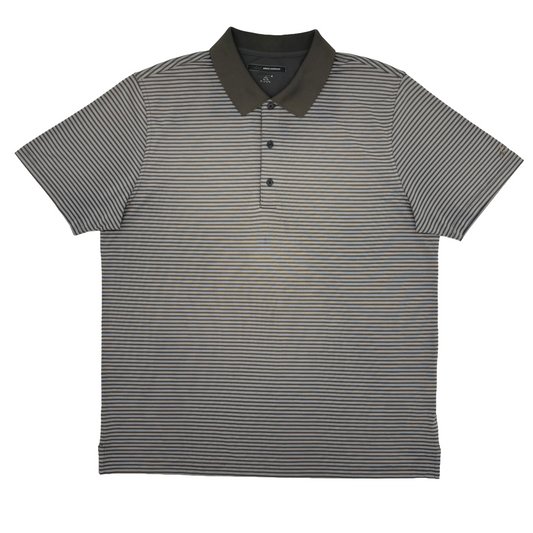 Greg Norman Black/White Striped Polo-Shirt (XL)