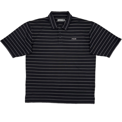 Ping Black/White Striped Polo-Shirt (XL)