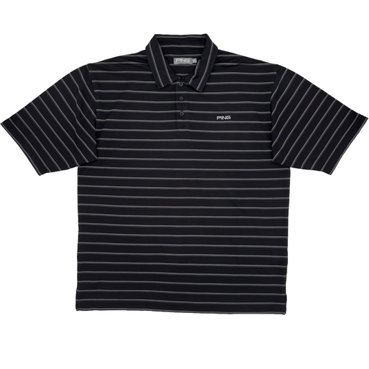 Ping Black/White Striped Polo-Shirt (XL)