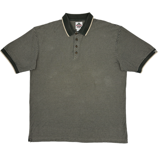 Reebok Green/White Striped Polo-Shirt (XL)