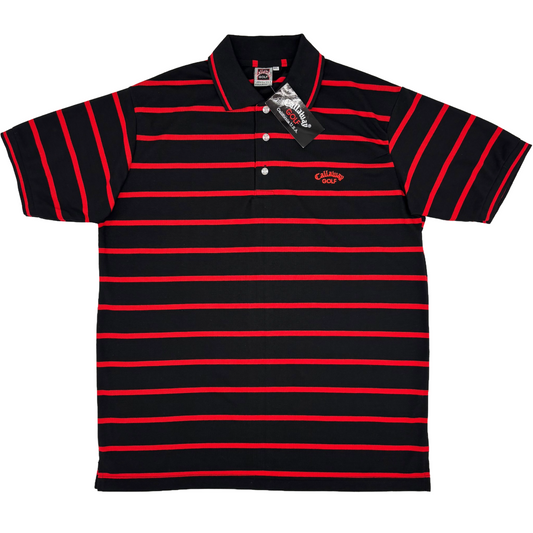 Callaway California USA Collection Black/Red Striped Polo-Shirt with Tags (XL)