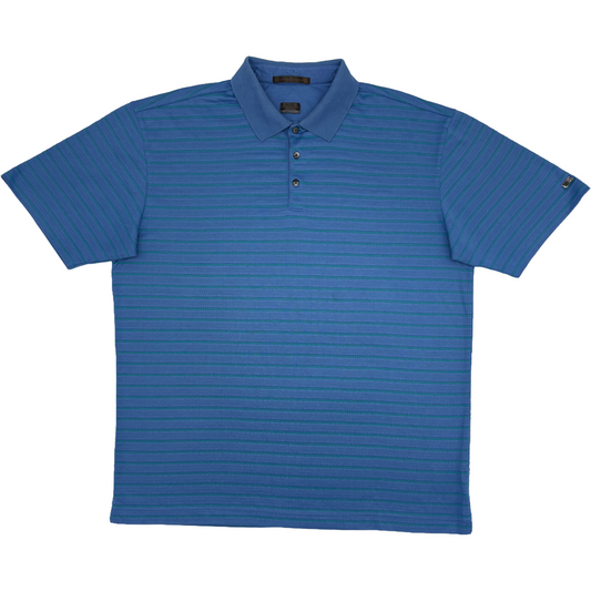 Nike Tiger Woods Blue/Green Striped Polo-Shirt (XL)