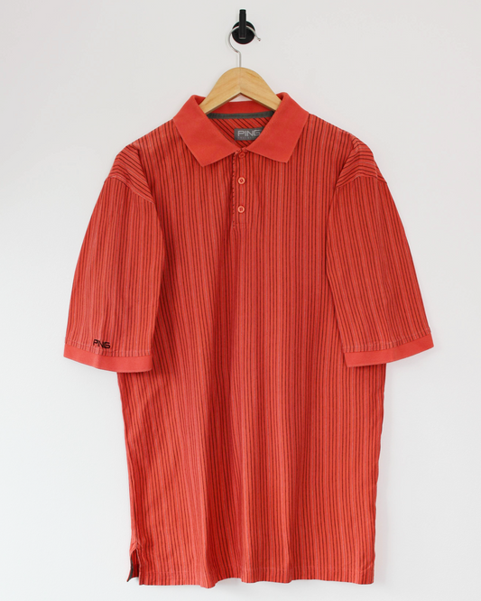 90s Ping Abstract Striped Polo-Shirt (L)