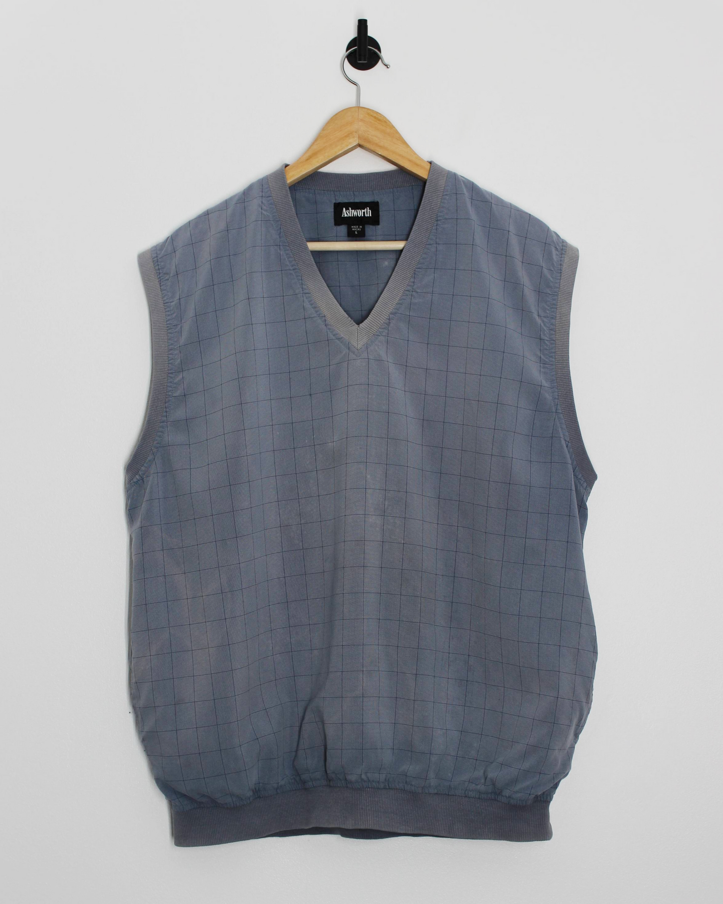 90s Ashworth Light Blue Chequered Golf Vest (L)