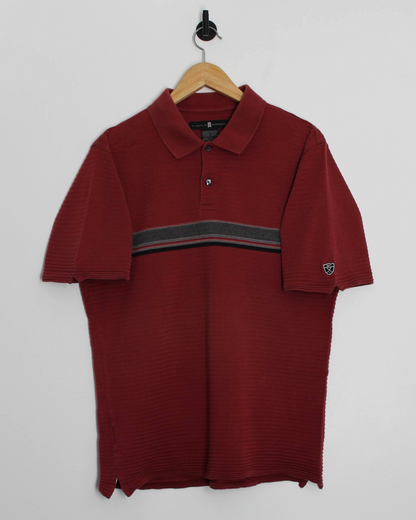00s Nike Tiger Woods Deep Red Ribbed Polo-Shirt (M)