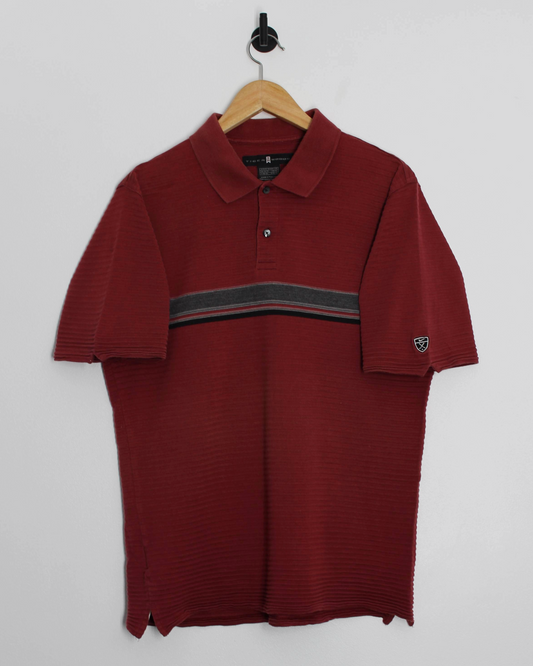 00s Nike Tiger Woods Deep Red Ribbed Polo-Shirt (M)