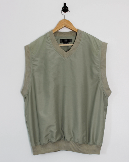 00s Nike Light Olive Green V-Neck Golf Vest (M)