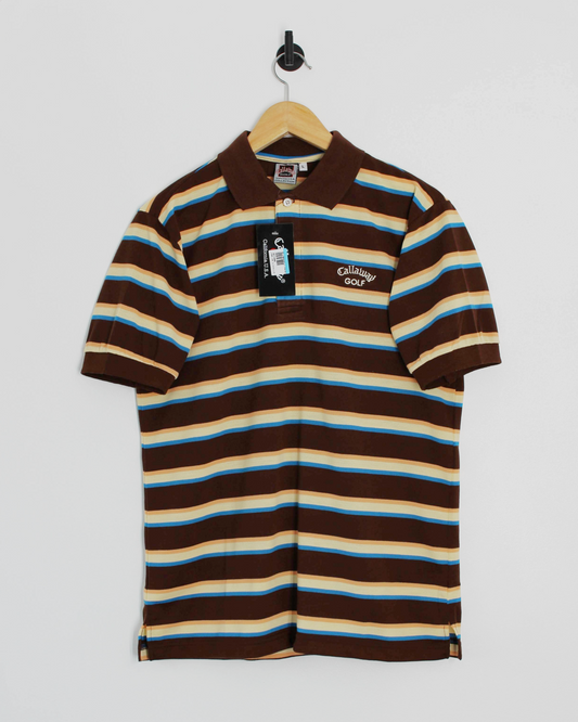 90s Callaway USA Collection Brown Striped Polo-Shirt with Tags (M)