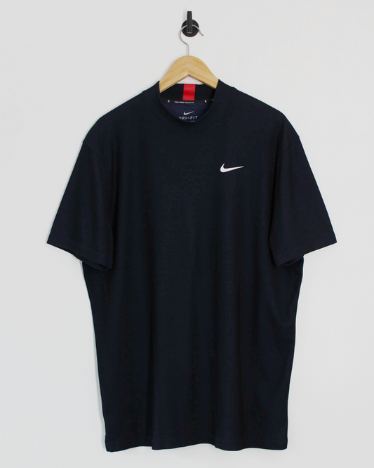 Modern Nike Tiger Woods Mock Navy Neck Golf Shirt (L)