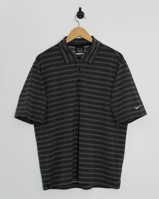 Modern Nike Black/White Striped Polo-Shirt (L)