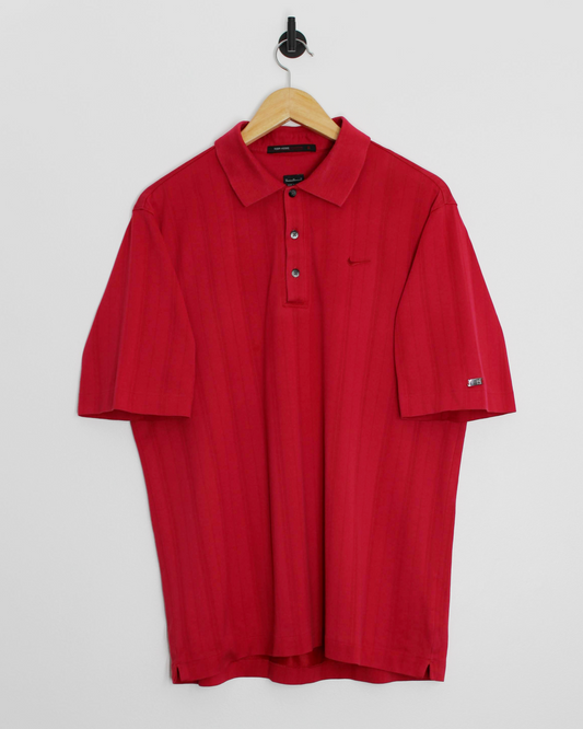 00s Nike Tiger Woods Crimson Red Polo-Shirt (M)