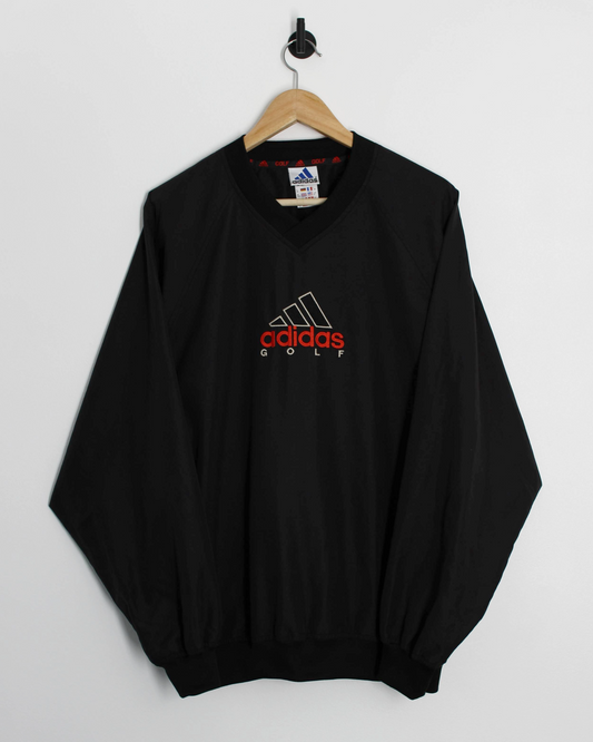90s Adidas Black/Red V-Neck Windbreaker (M)
