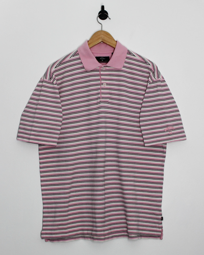 Callaway Pink/White Striped Polo-Shirt (M)