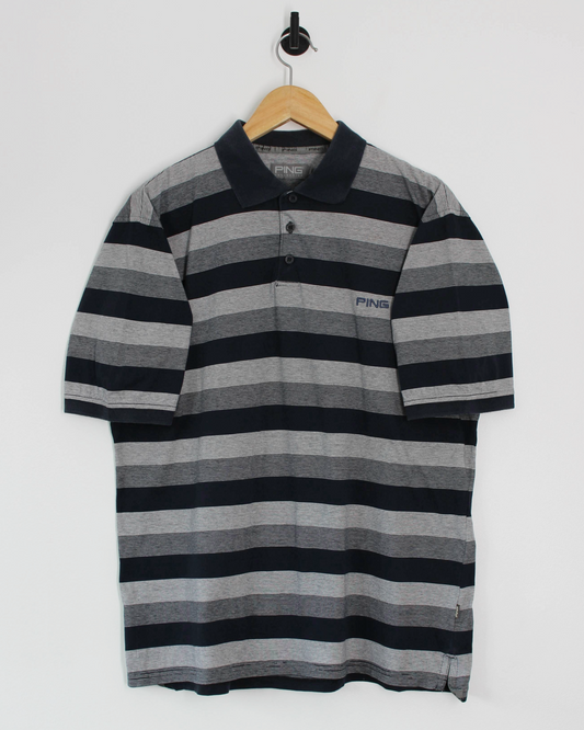 00s Ping Striped Polo-Shirt (M)
