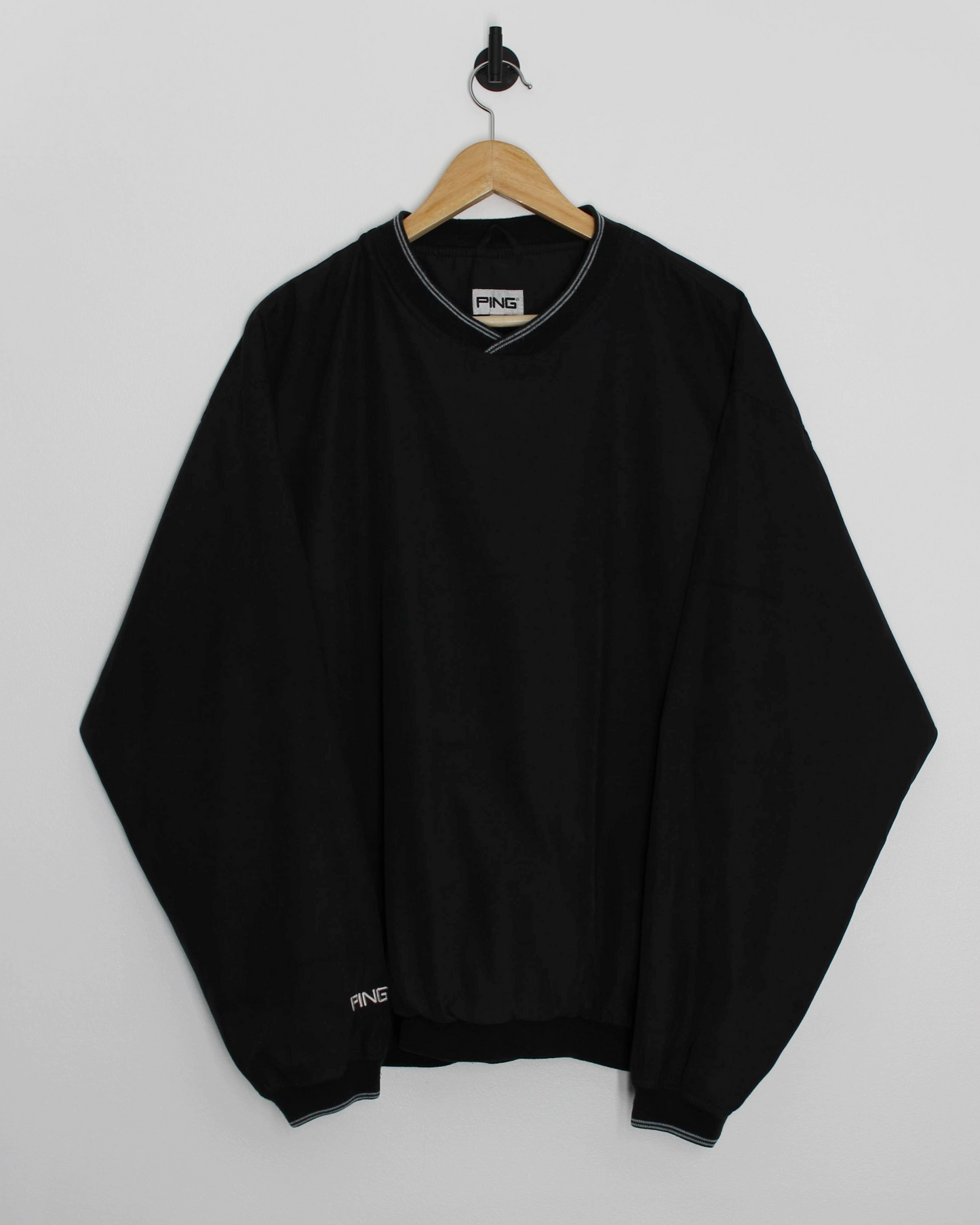 00s Ping Black Crewneck Windbreaker (L)