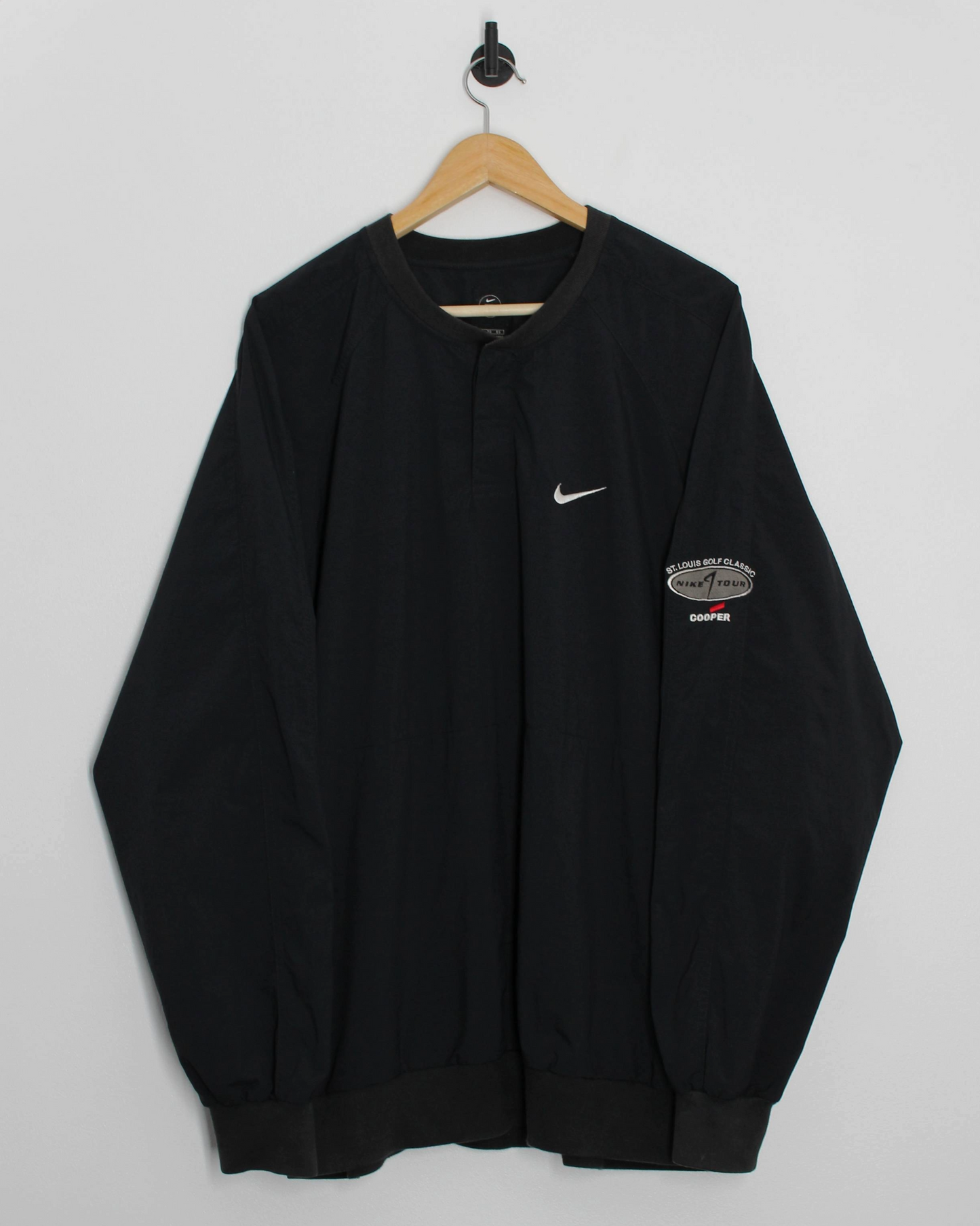 90s Nike Tour ‘St Louis Golf Classic’ Black Quarter-Snap Windbreaker (XL)