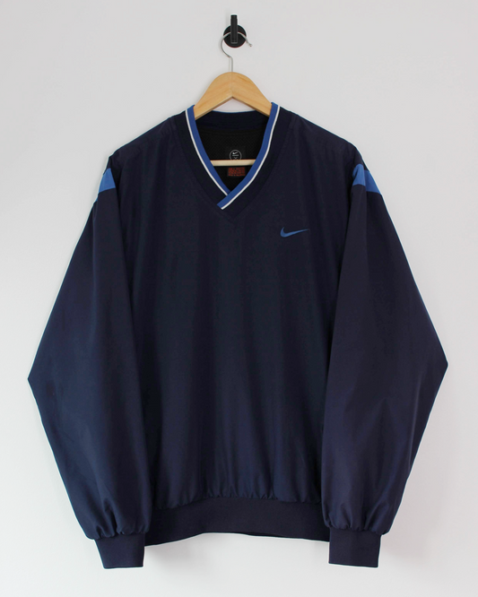 00s Nike Navy/Blue V-Neck Windbreaker (M)