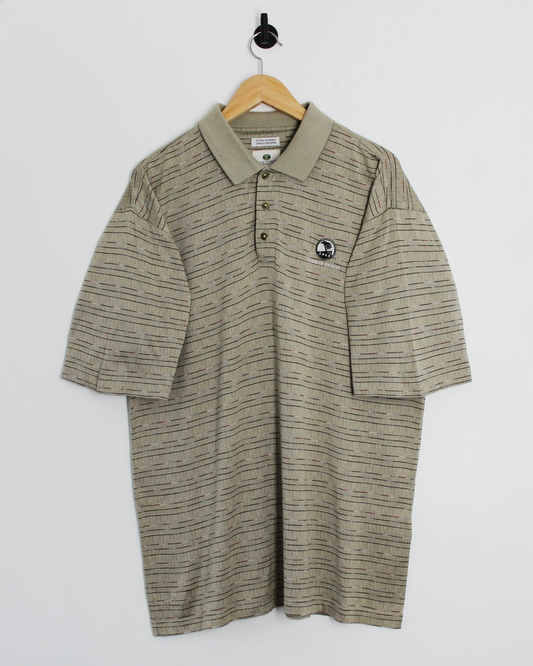 00s Pebble Beach Beige Patterned Polo-Shirt (L/XL)