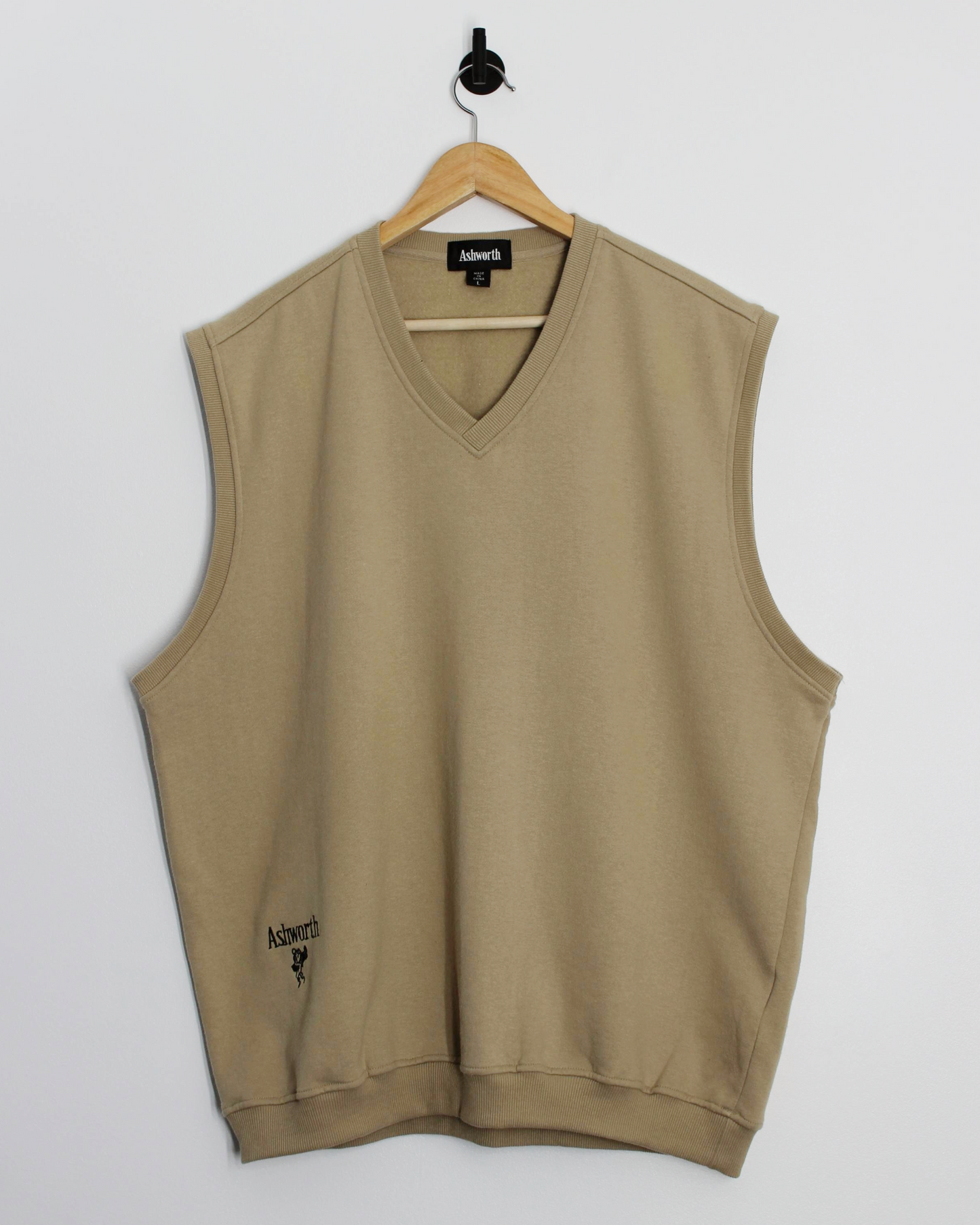 00s Ashworth Light Brown V-Neck Golf Vest (XL)