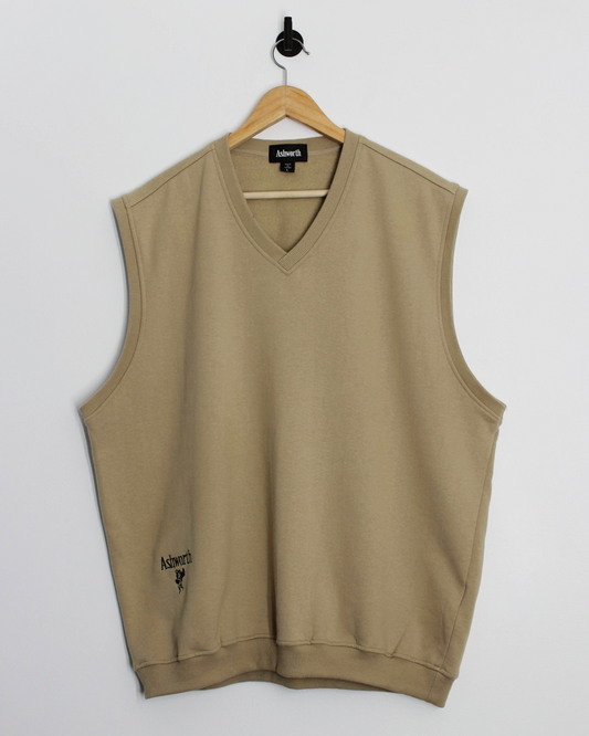 00s Ashworth Light Brown V-Neck Golf Vest (XL)