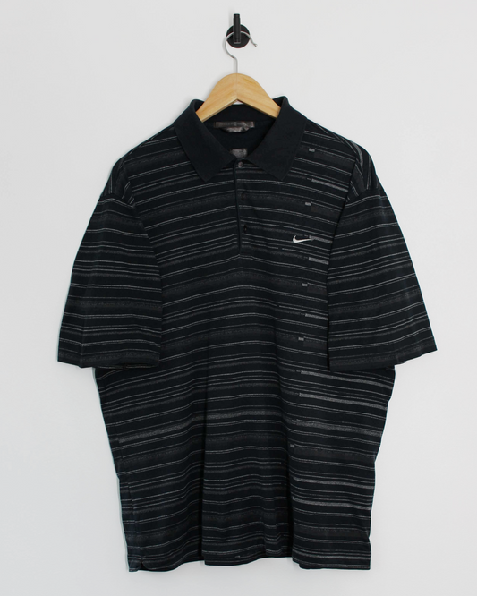 00s Nike Tiger Woods Black Patterned Polo-Shirt (L)