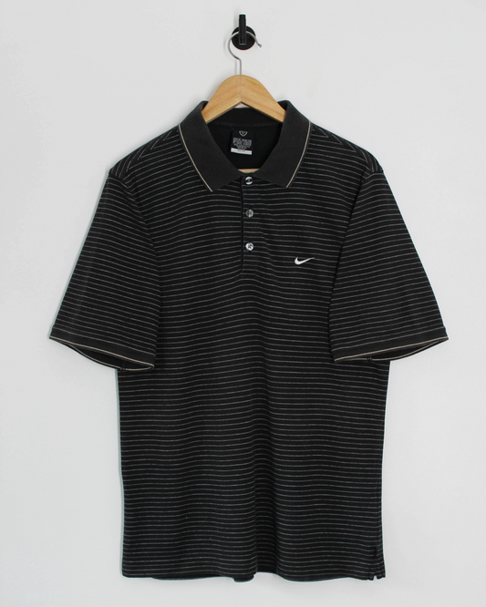 00s Nike Striped Polo-Shirt (M)