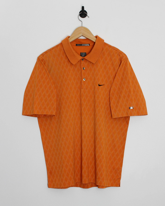 00s Nike Tiger Woods Orange Abstract Polo-Shirt (M)