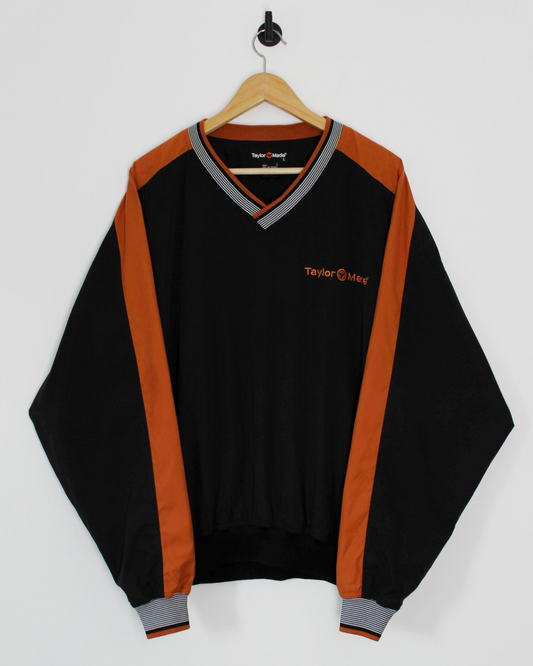 90s TaylorMade Black/Orange V-Neck Windbreaker (L)