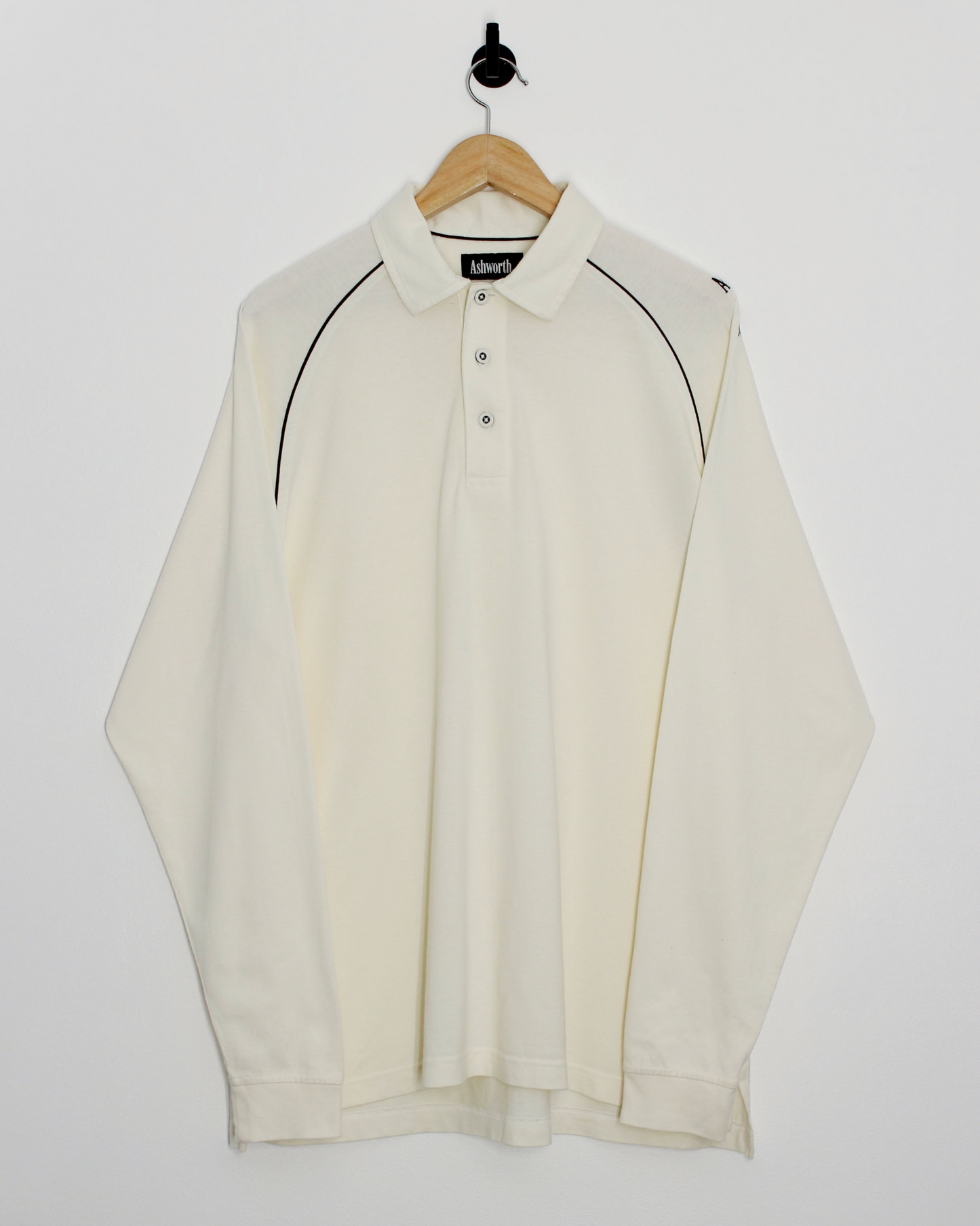 Ashworth Cream Long Sleeve Polo-Shirt (L)