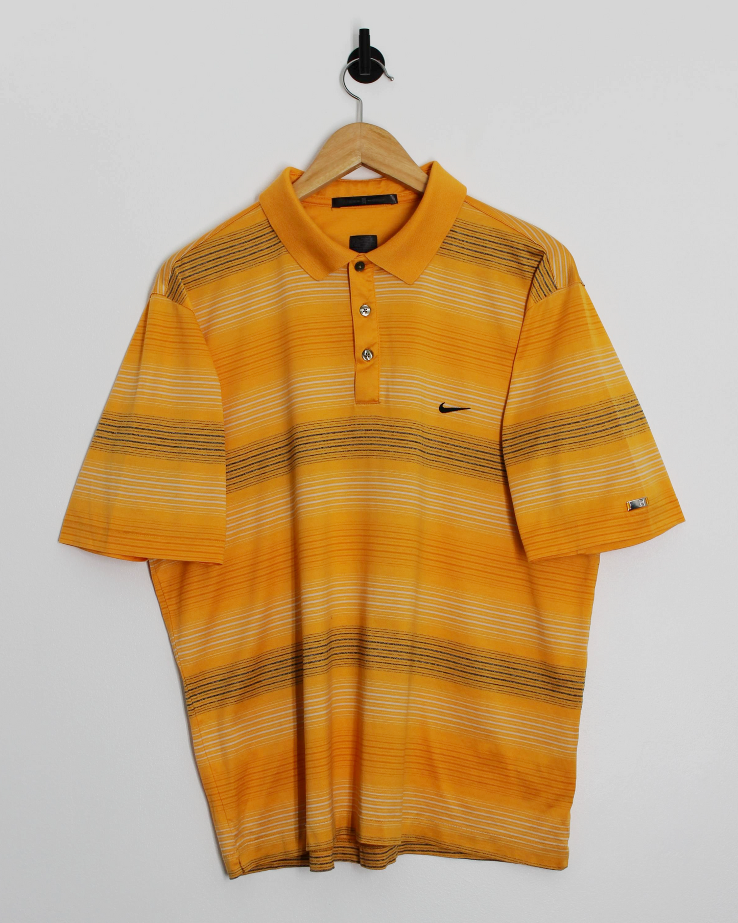 00s Nike Tiger Woods Orange Striped Polo-Shirt (L)