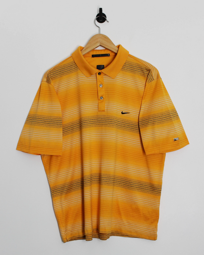 00s Nike Tiger Woods Orange Striped Polo-Shirt (L)