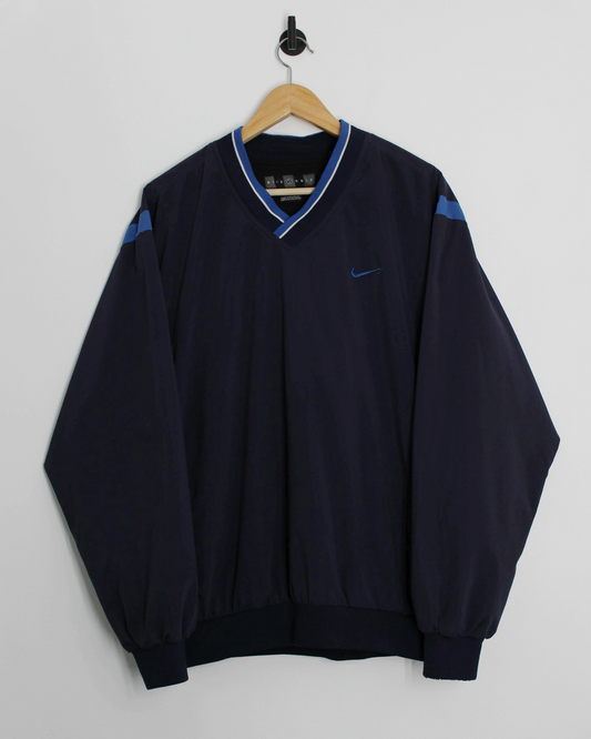 00s Nike Navy/Blue V-Neck Windbreaker (L)
