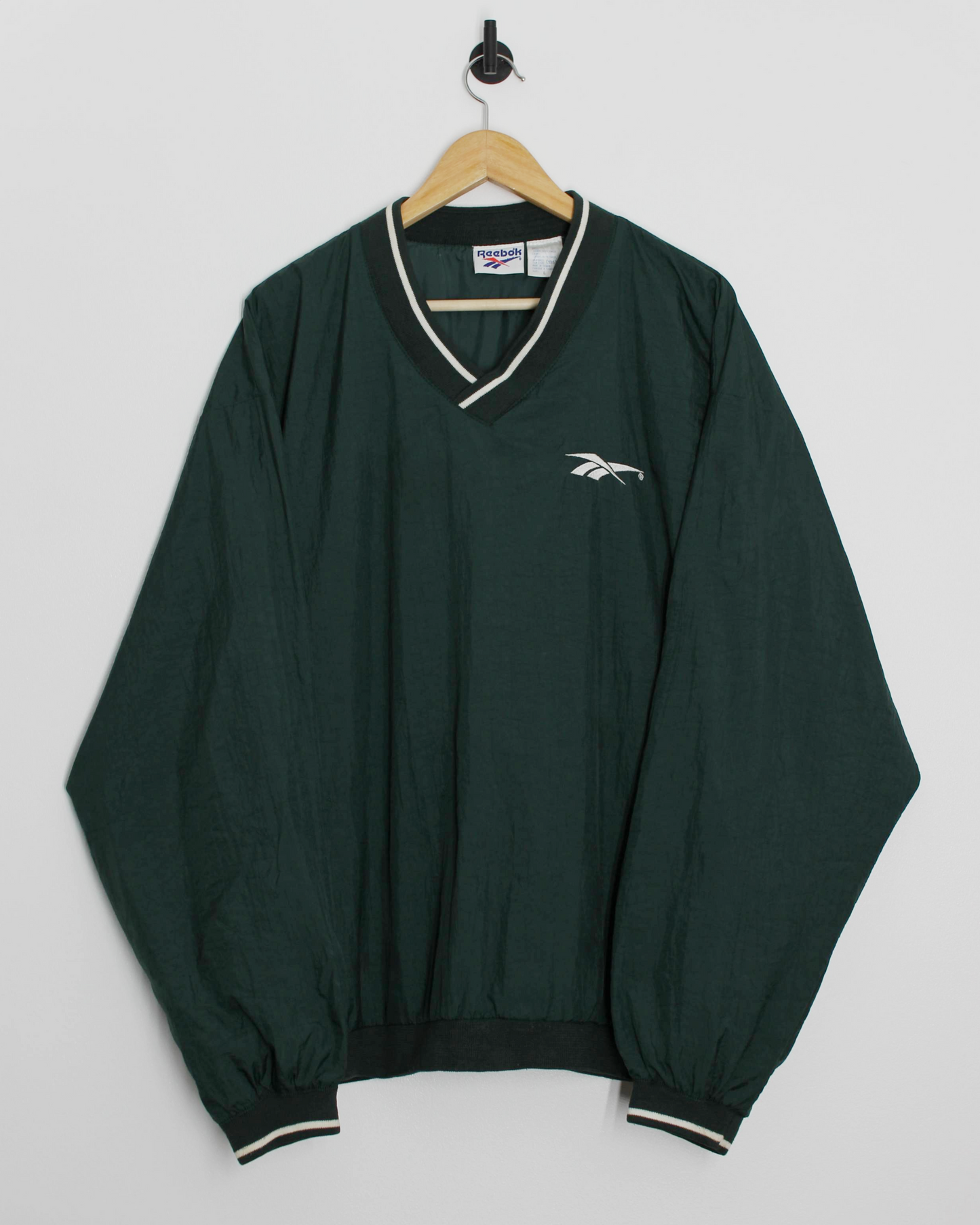 90s Reebok Green V-Neck Windbreaker (L)