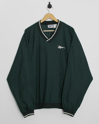 90s Reebok Green V-Neck Windbreaker (L)
