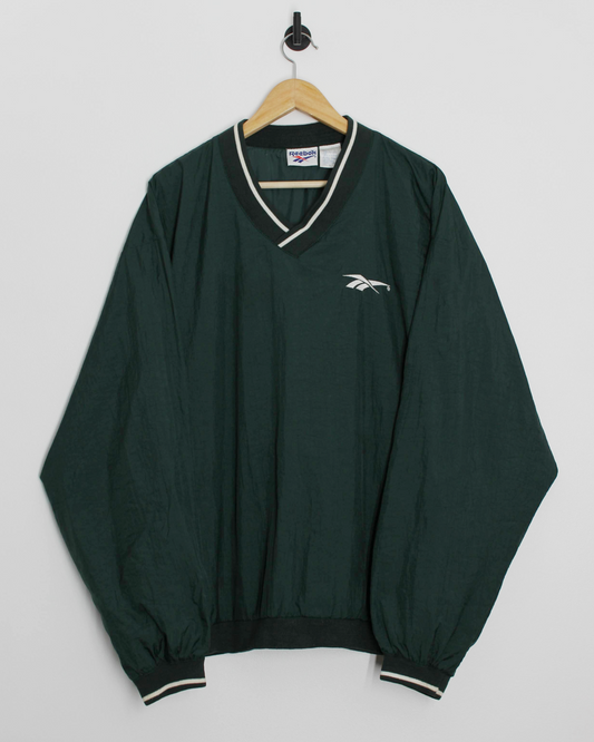 90s Reebok Green V-Neck Windbreaker (L)