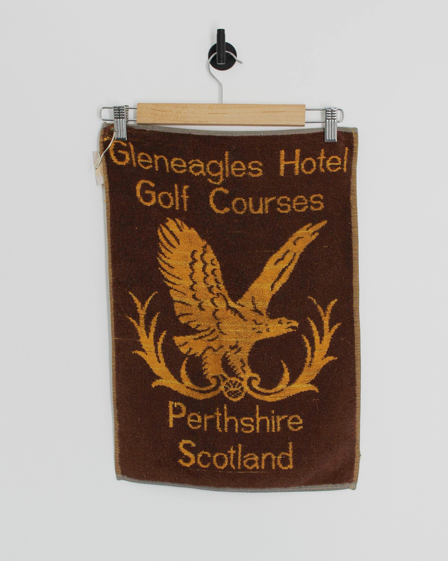 90s Gleneagles Brown/Orange Golf Towel with Clip