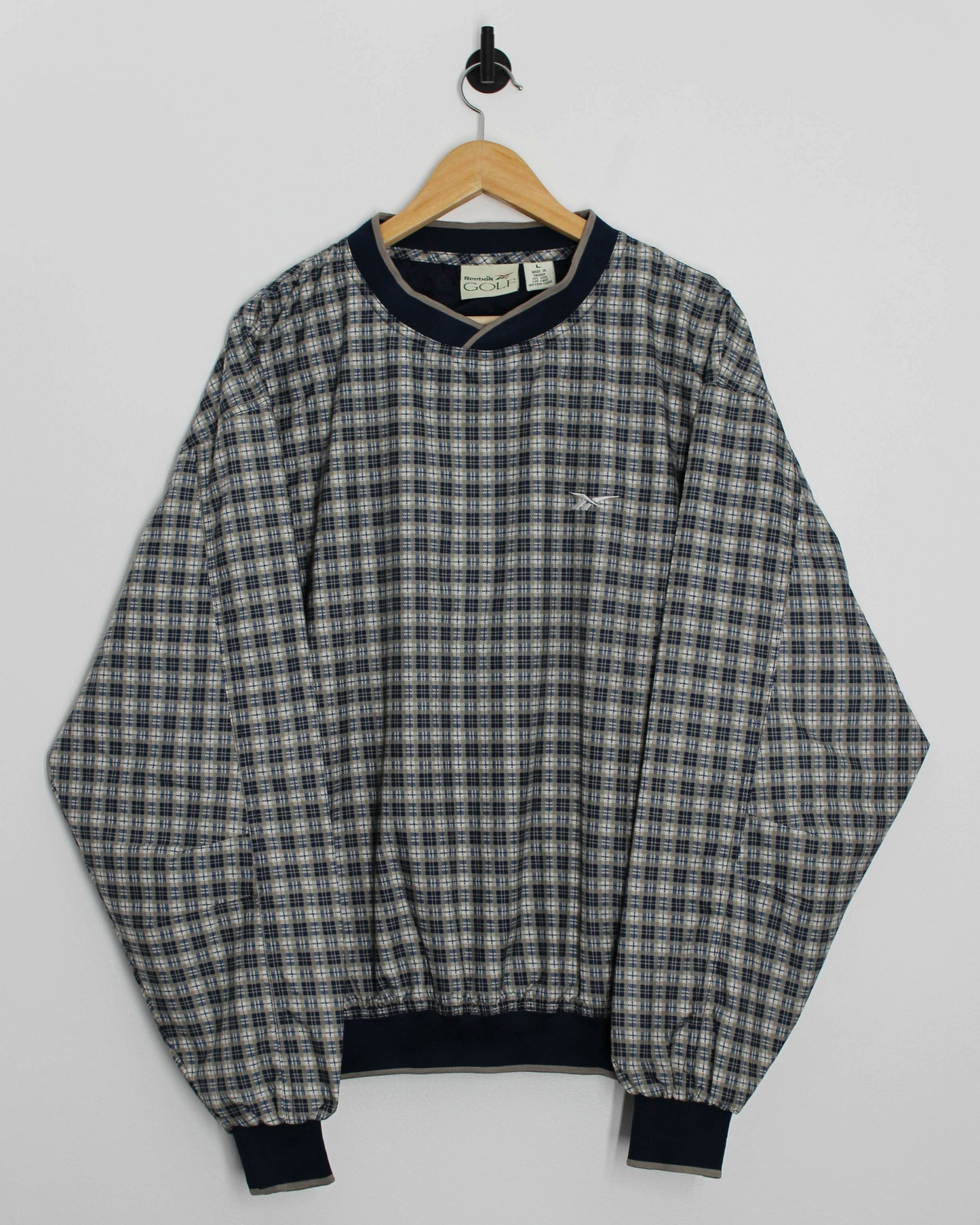 90s Reebok Plaid Crewneck Windbreaker (L)