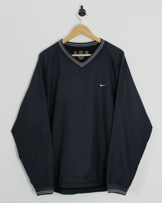 00s Nike Shield Logo Navy V-Neck Windbreaker (L)