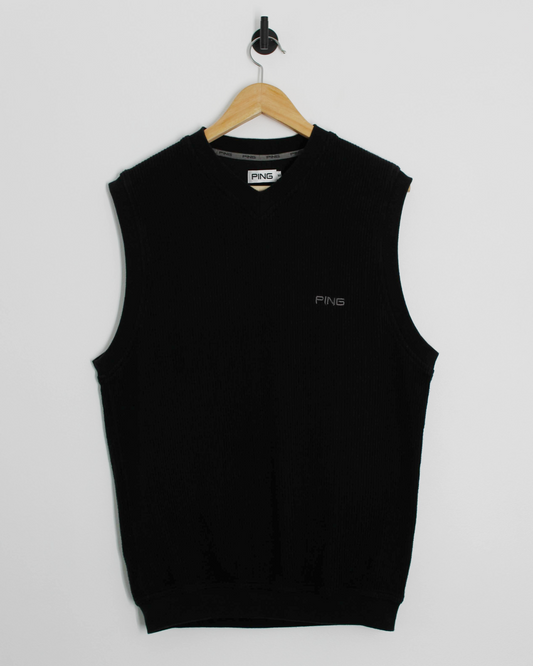 00s Ping Ribbed Black Golf Vest (M)