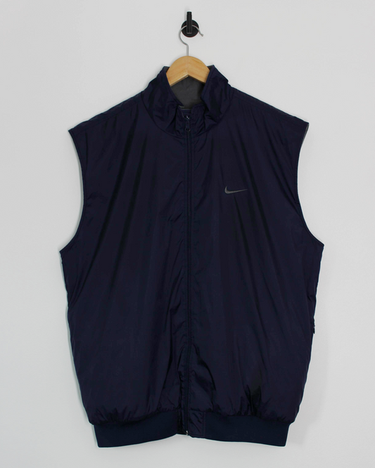 90s Nike Reversible Navy/Grey Full Zip Golf Vest (L)