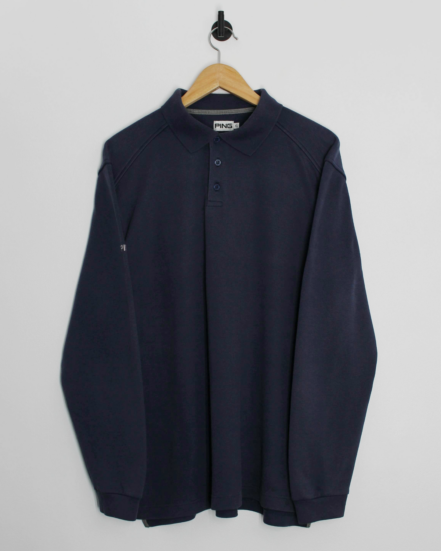 00s Ping Navy Long Sleeve Polo-Shirt (XL)