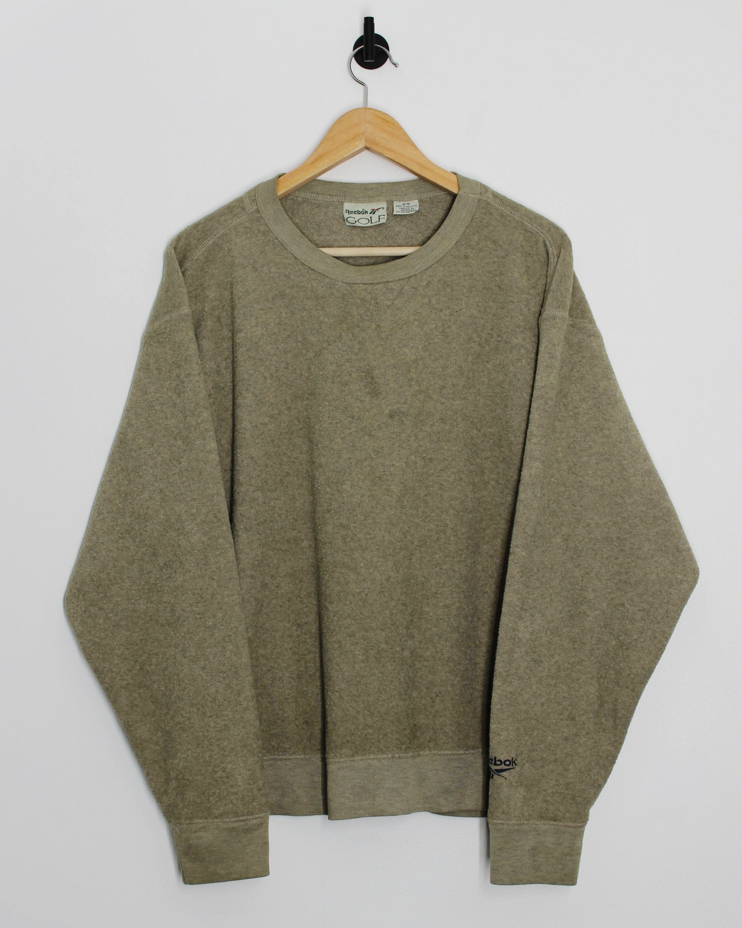 90s Reebok Lightweight Khaki Crewneck Sweatshirt (M)