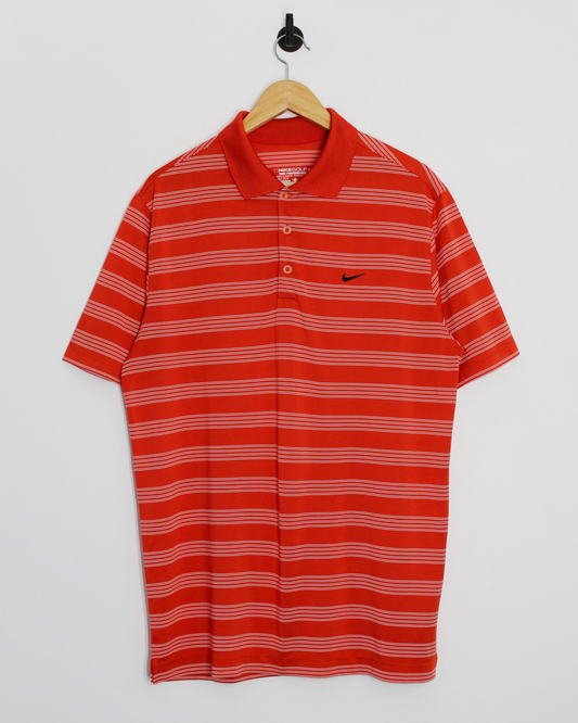 Modern Nike Orange/White Striped Polo-Shirt (L)