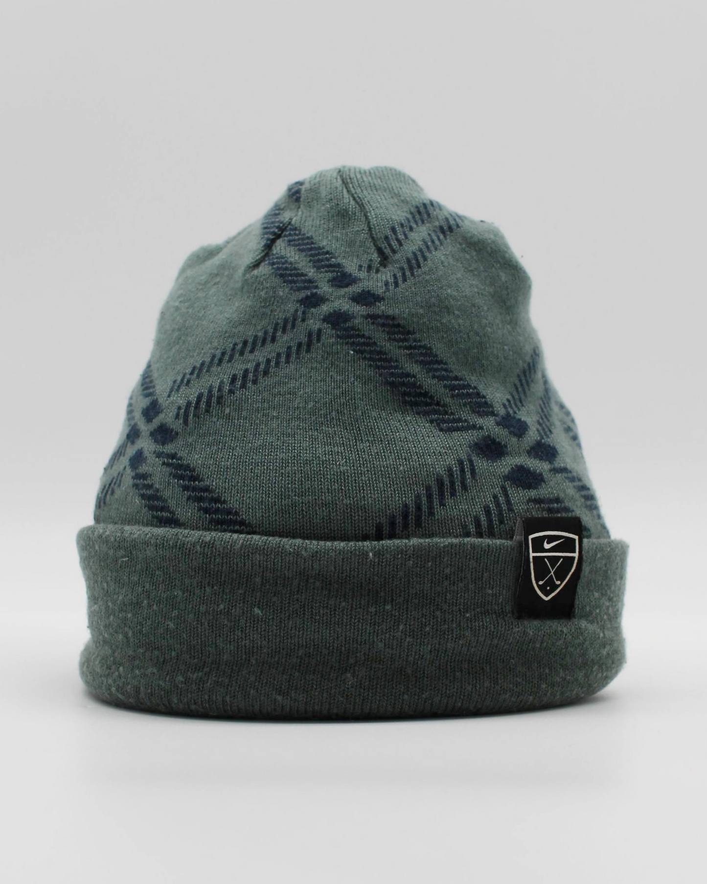 00s Nike Shield Logo Green Patterned Beanie Hat
