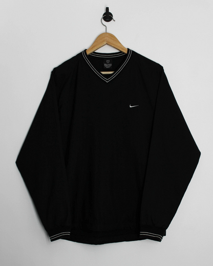 00s Nike Black V-Neck Windbreaker (S)